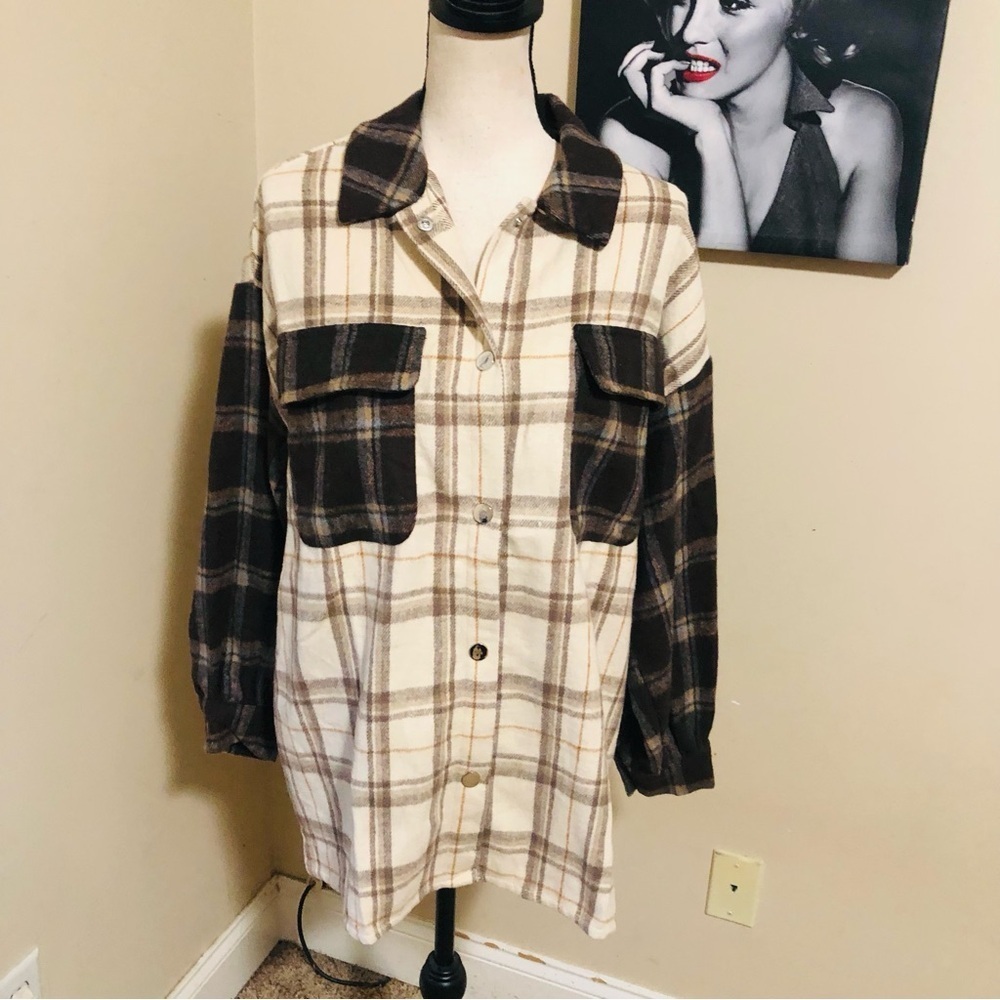 Zaful Snap Front Plaid Shacket